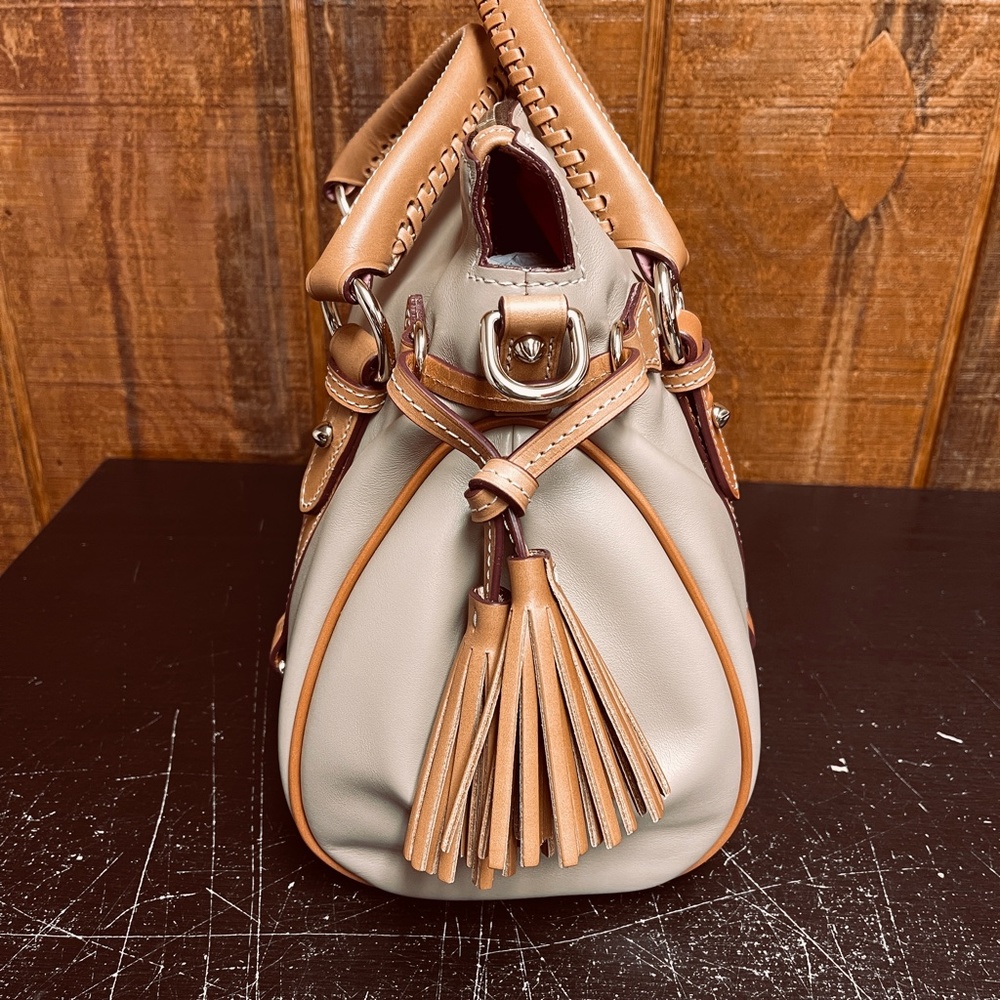 Exclusive Dooney & Bourke Smooth Leather Satchel - Taupe - Picture 3 of 10
